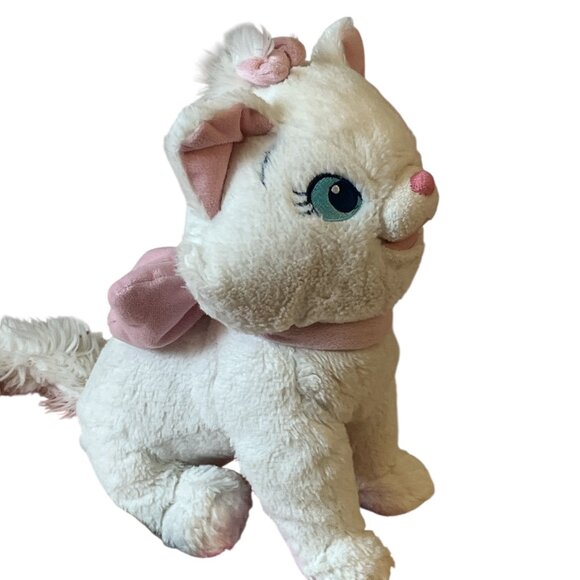 DISNEY Aristocats Plush White Cat Marie Embroidered Face Pink Bow 12" High - Picture 4 of 7